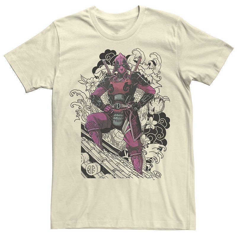 Mens Marvel Deadpool Samurai Dragon Floral Graphic Tee Product Image