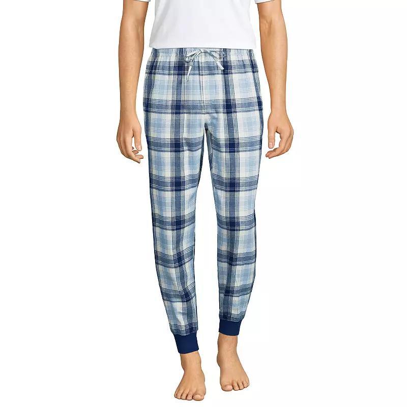 Mens Lands End Flannel Jogger Pajama Pants Black Product Image