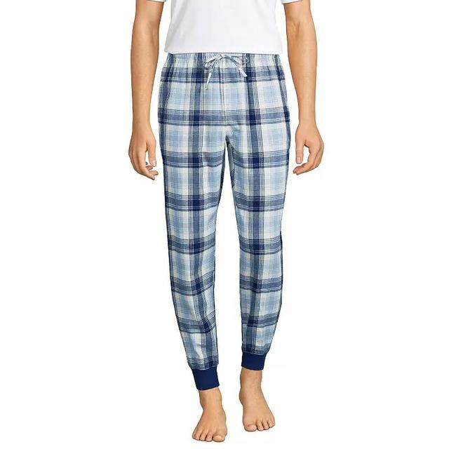 Mens Lands End Flannel Jogger Pajama Pants Blue Alabaster Plaid Product Image