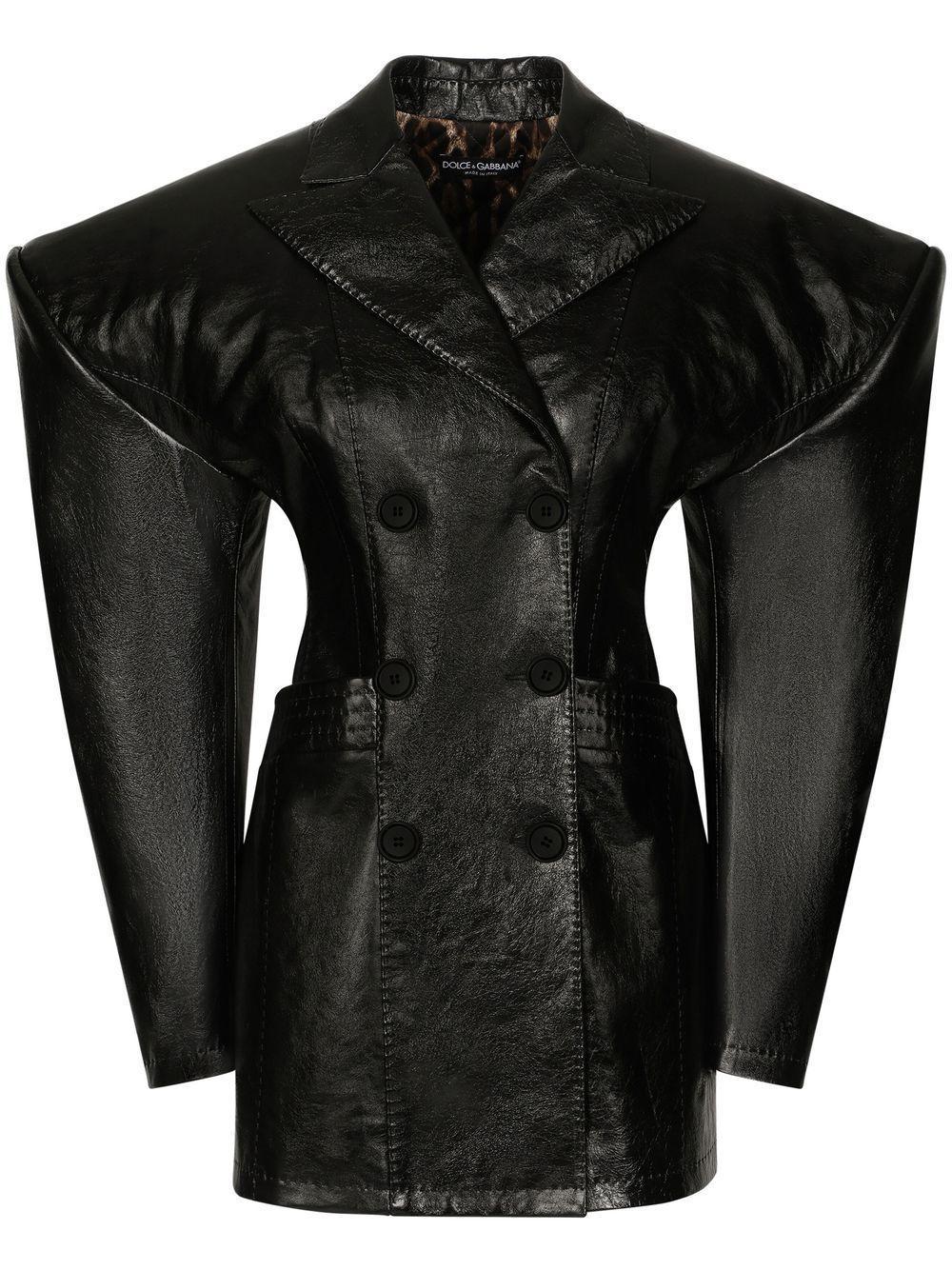 DOLCE & GABBANA Structured Leather Jacket In Black Product Image