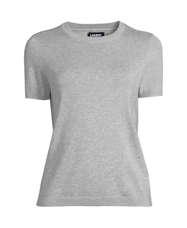 Womens Lands End Crewneck Short-Sleeve Tee Gray Grey Product Image