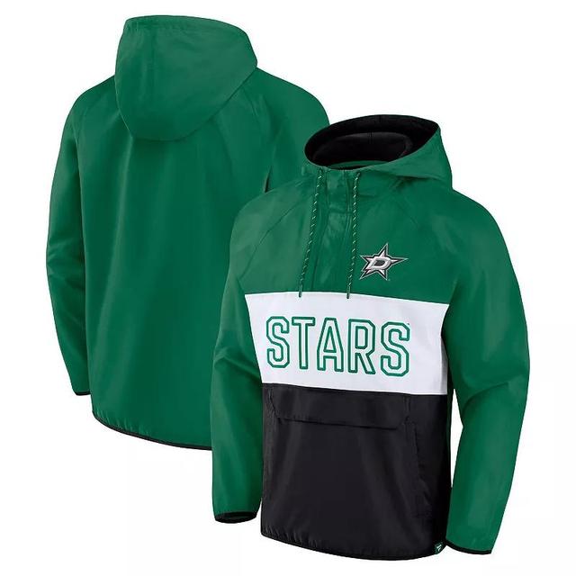 Mens Fanatics Branded Kelly Green/Black Dallas Stars Backhand Shooter Defender Anorak Raglan Hoodie Quarter-Zip Jacket Product Image