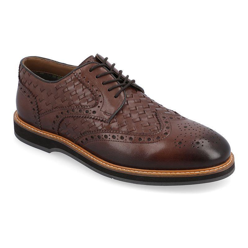 Thomas & Vine Mens Radcliff Wide Width Tru Comfort Foam Lace-Up Woven Wingtip Derby Shoes Product Image