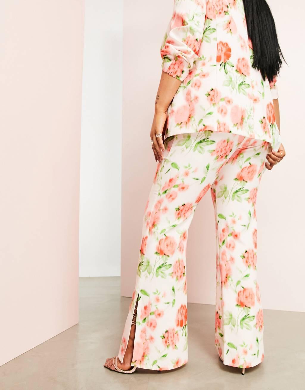 ASOS Luxe Curve suit pants in floral print Product Image