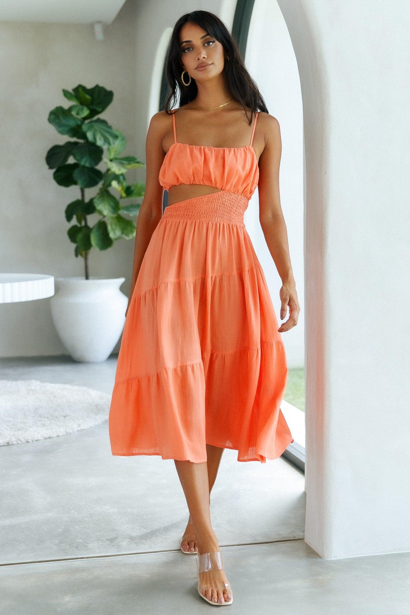 Get Lost In Your Eyes Midi Dress Orange Product Image