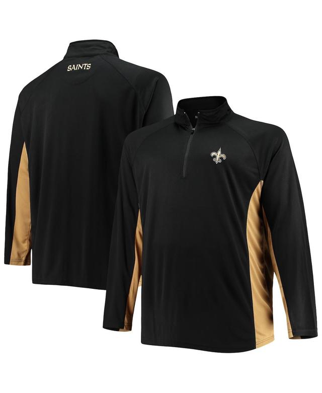 Mens Fanatics Branded /Gold New Orleans Saints Big & Tall Polyester Quarter-Zip Raglan Jacket Product Image