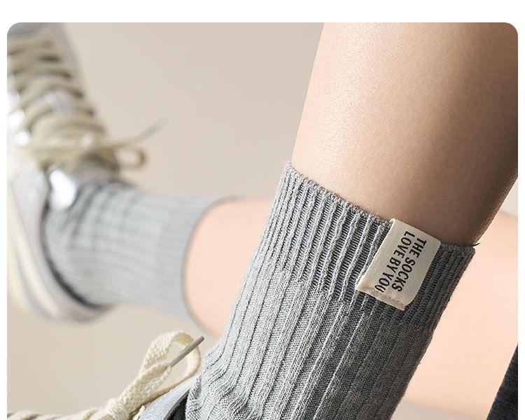 Plain Ribbed Crew Socks Set Product Image