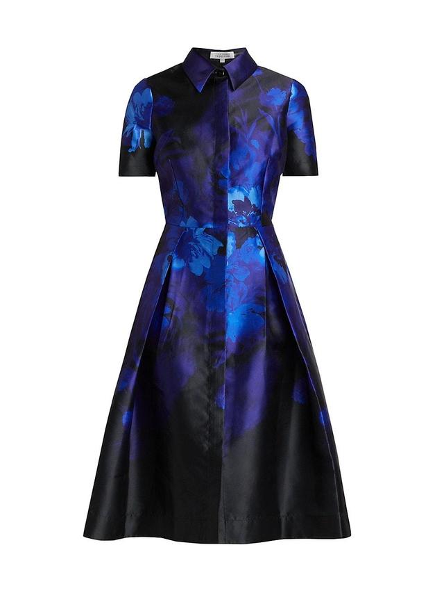 Womens Floral Satin Inverted Pleat Shirtdress Product Image