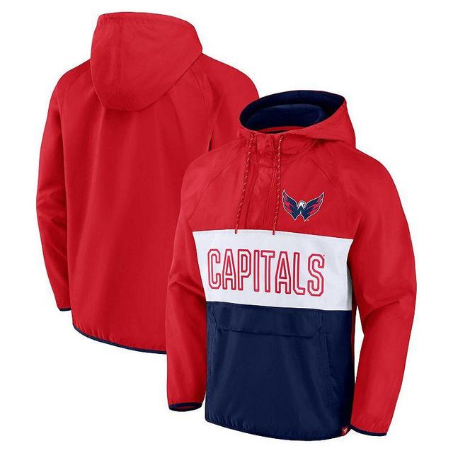 Mens Fanatics Branded /Navy Washington Capitals Backhand Shooter Defender Anorak Raglan Hoodie Quarter-Zip Jacket Product Image