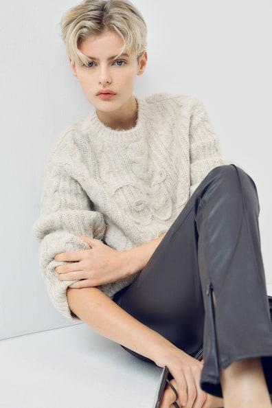 Embroidered Cable-Knit Sweater product image