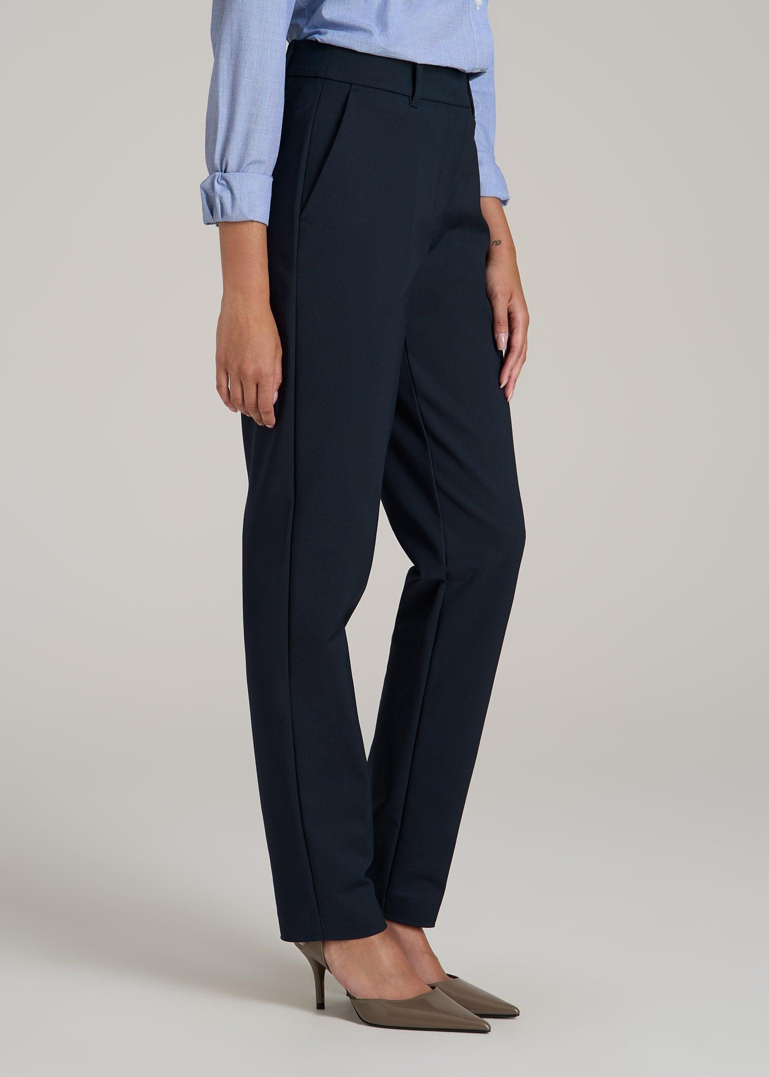 Flat Front Tapered Dress Pants for Tall Women in True Navy Product Image