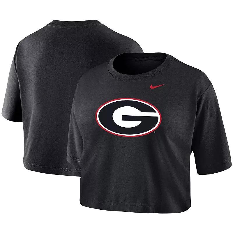 Womens Nike Black Georgia Bulldogs Cropped Performance T-shirt Product Image