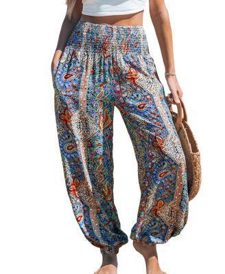 Women's Paisley Smocked Waist Tapered Leg Pants Product Image