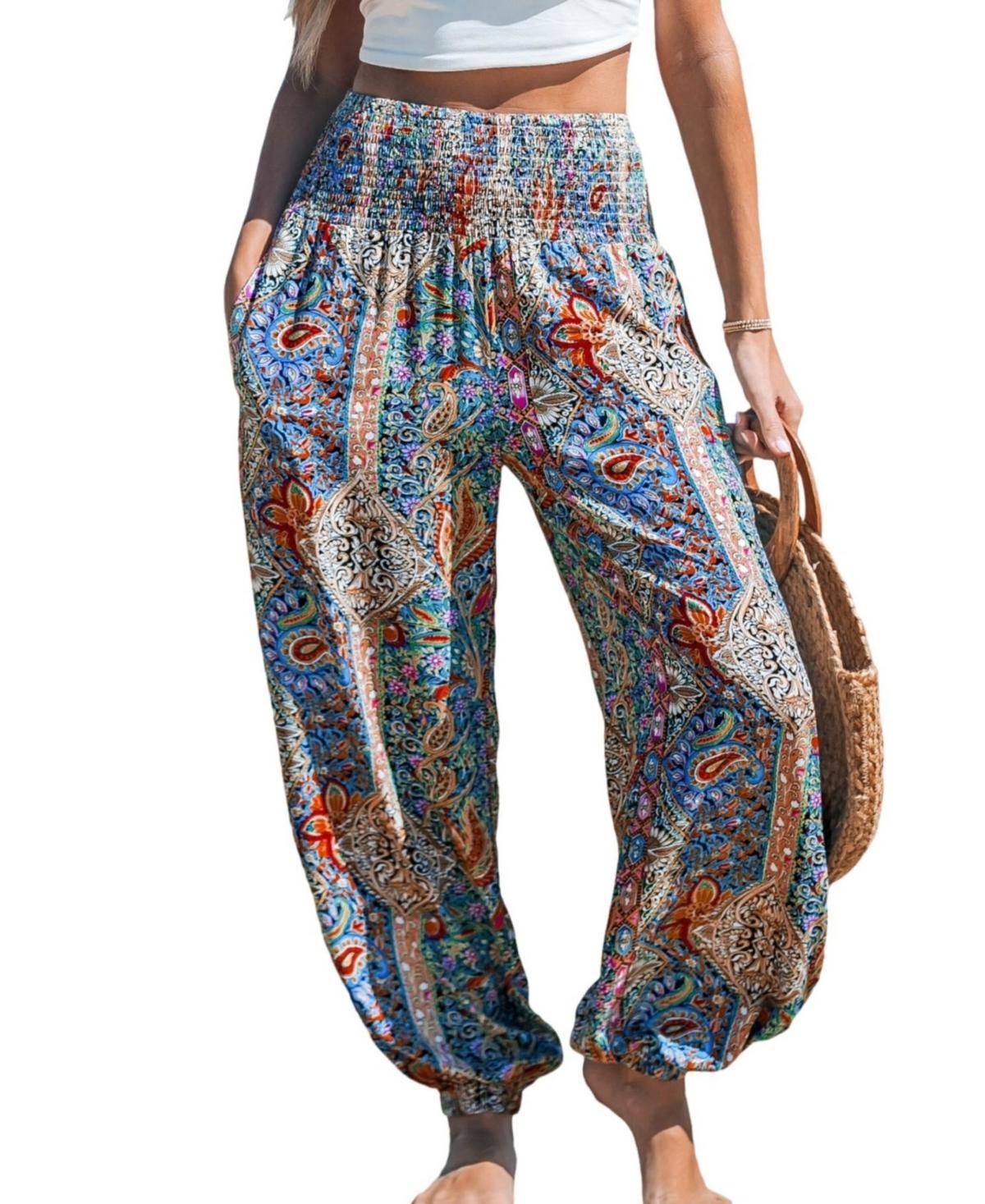 Cupshe Womens Paisley Smocked Waist Tapered Leg Pants product image