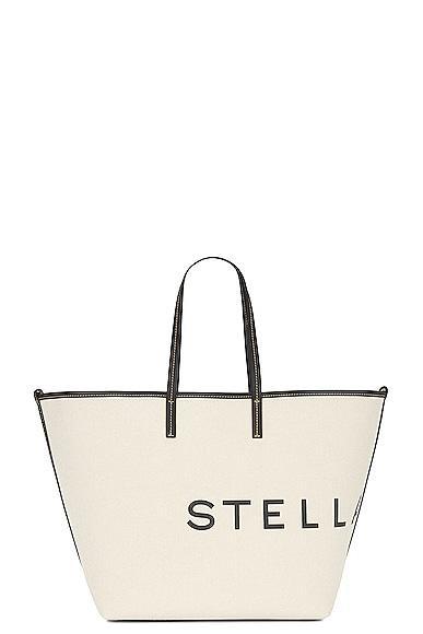 Stella McCartney Salt And Pepper Canvas Tote Bag White.. Product Image