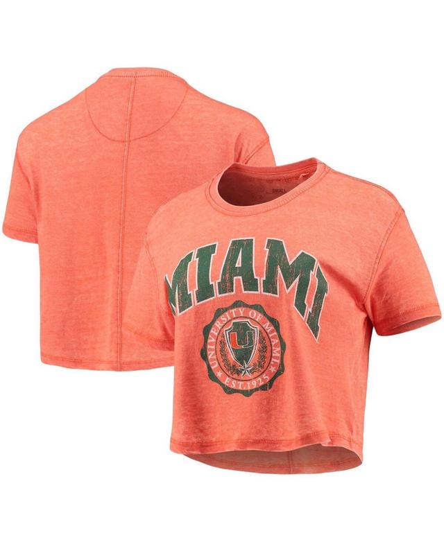 Womens Orange Miami Hurricanes Edith Vintage-Inspired Burnout Crop T-shirt Product Image