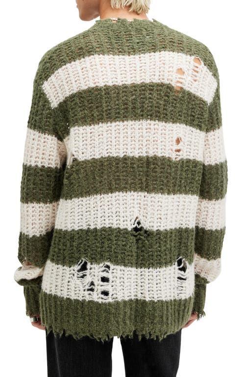 ALLSAINTS Side Crewneck Sweater In Khaki/white Product Image