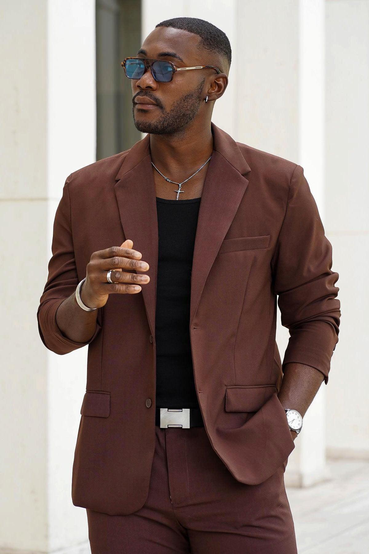 The Modern Stretch Suit Jacket - Brown Product Image