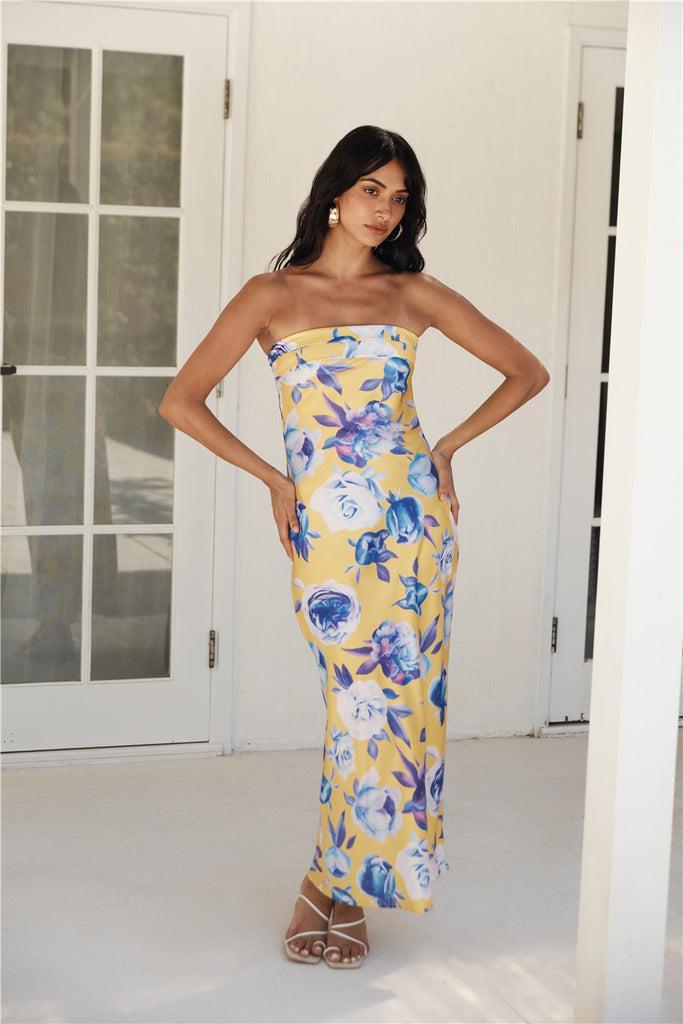 True Royalty Strapless Maxi Dress Yellow Product Image