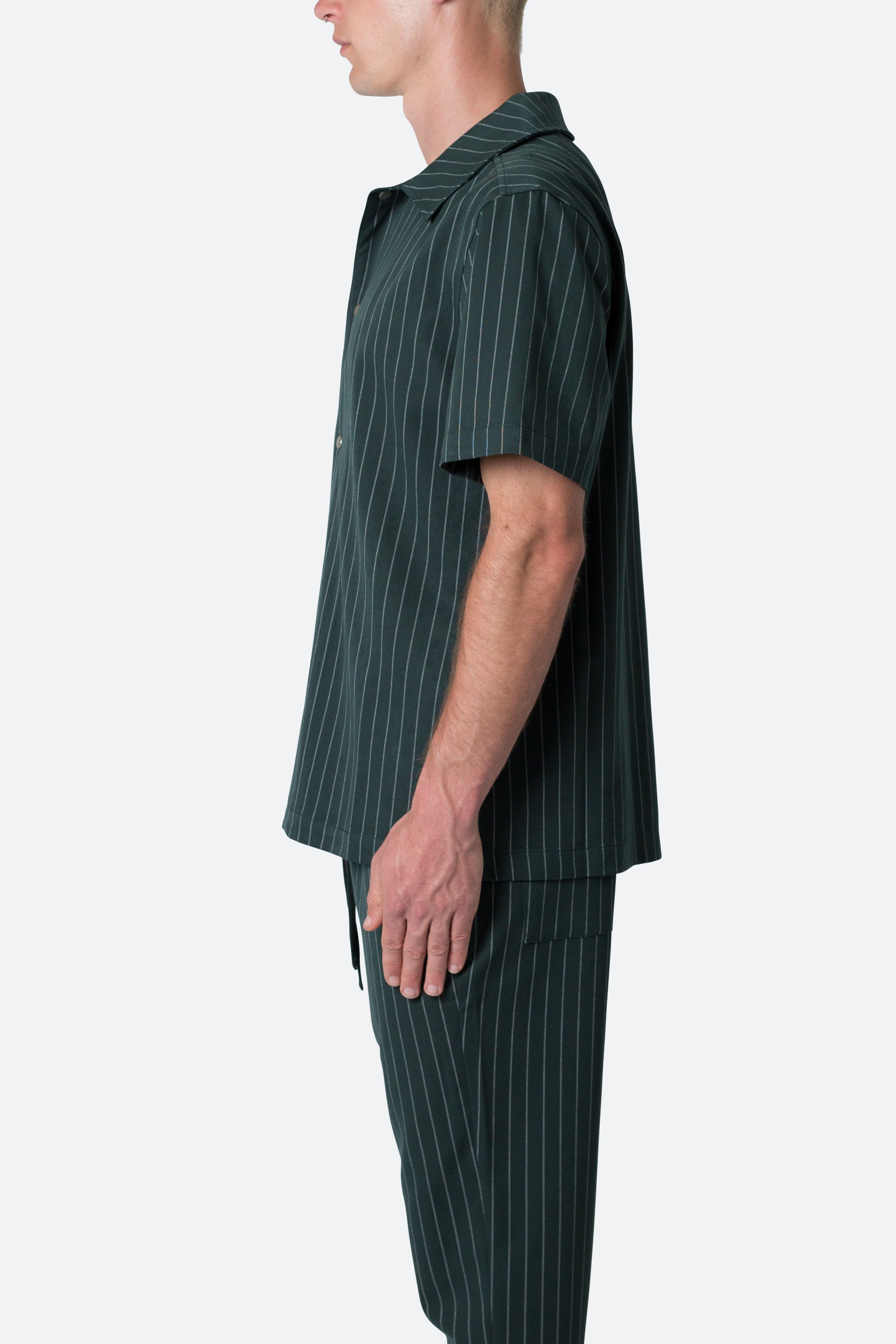 Pinstripe Short Sleeve Shirt - Green Product Image