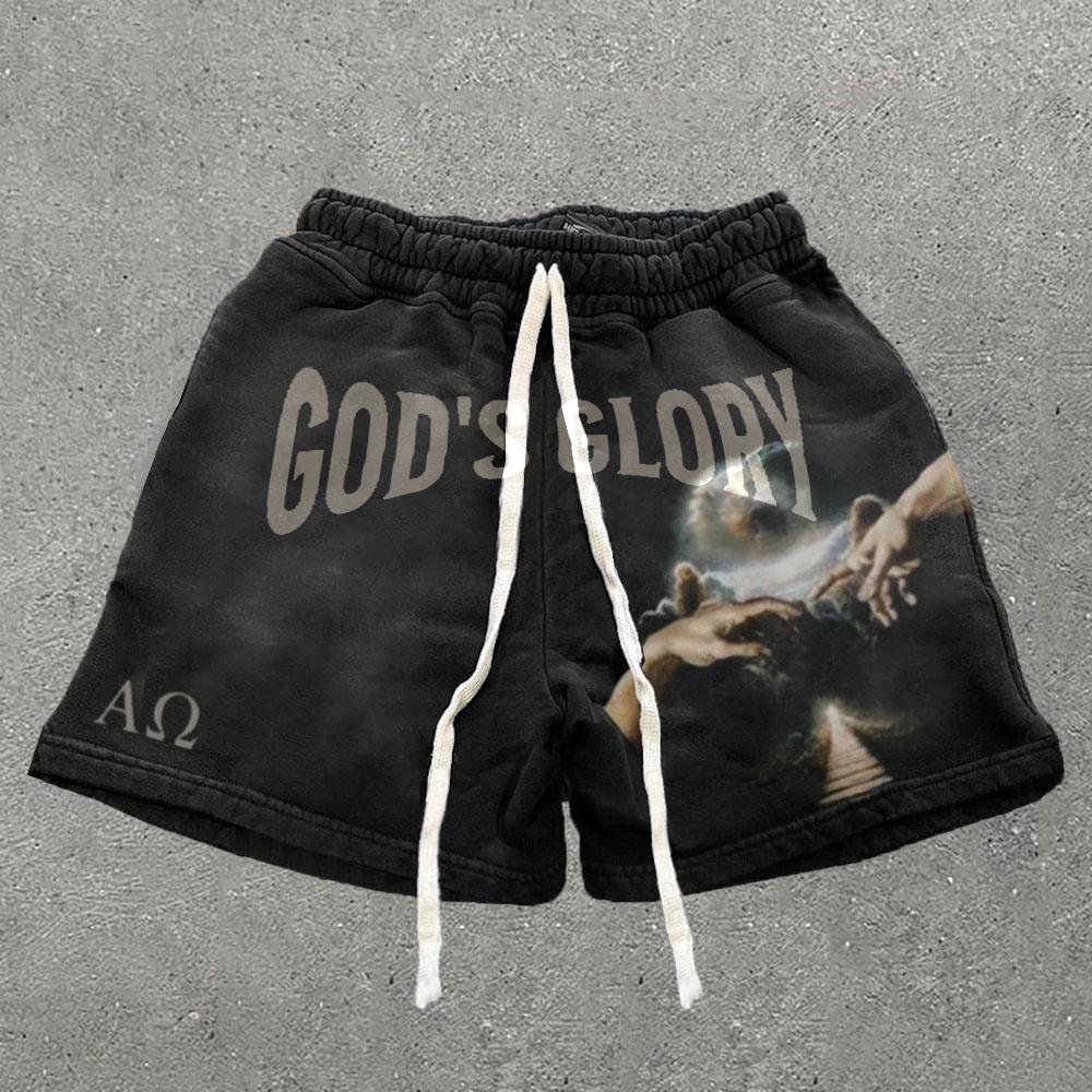 Vintage God's Glory Psalm 19 1 Graphics Drawstring Pocket Shorts Product Image