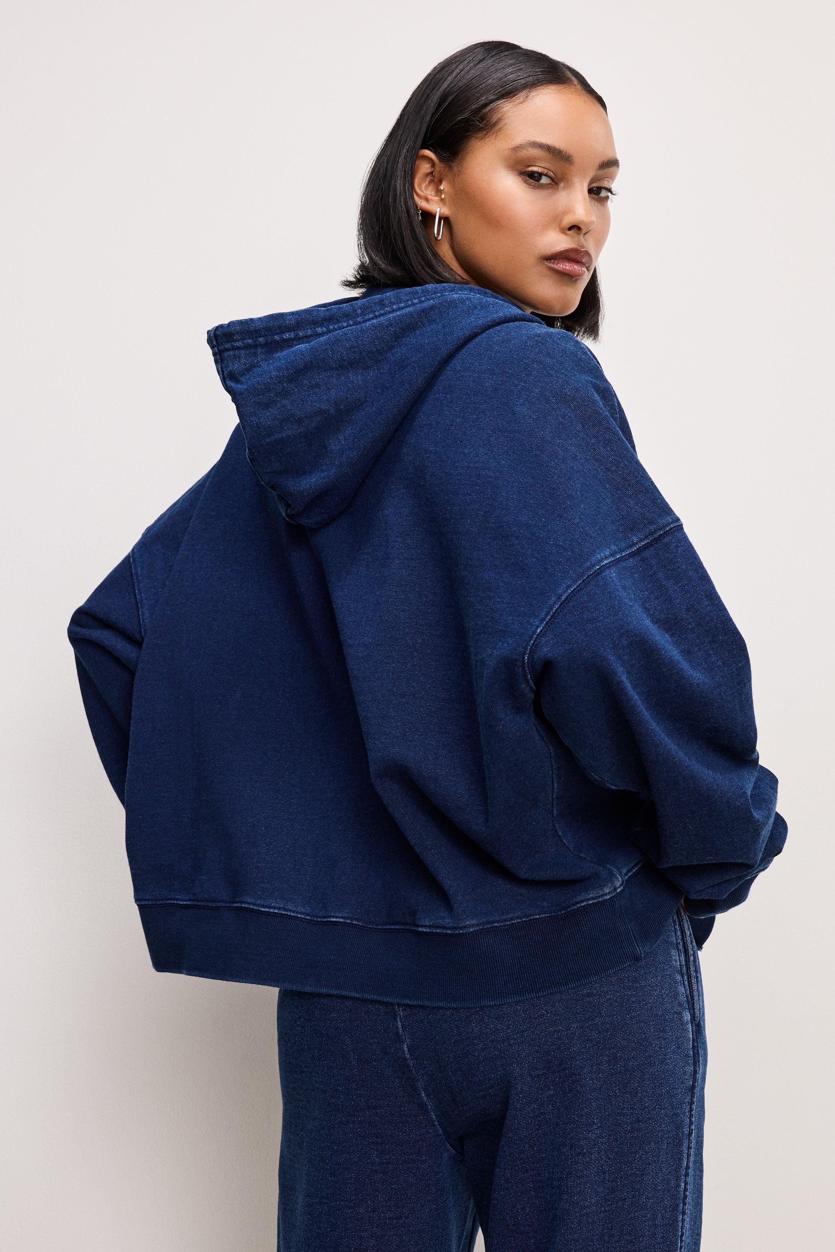 JEANIUS BOXY ZIP HOODIE | INDIGO377 Product Image