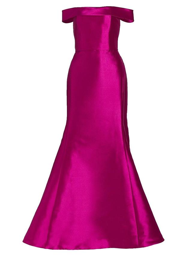 Womens Satin Off-The-Shoulder Mermaid Gown Product Image