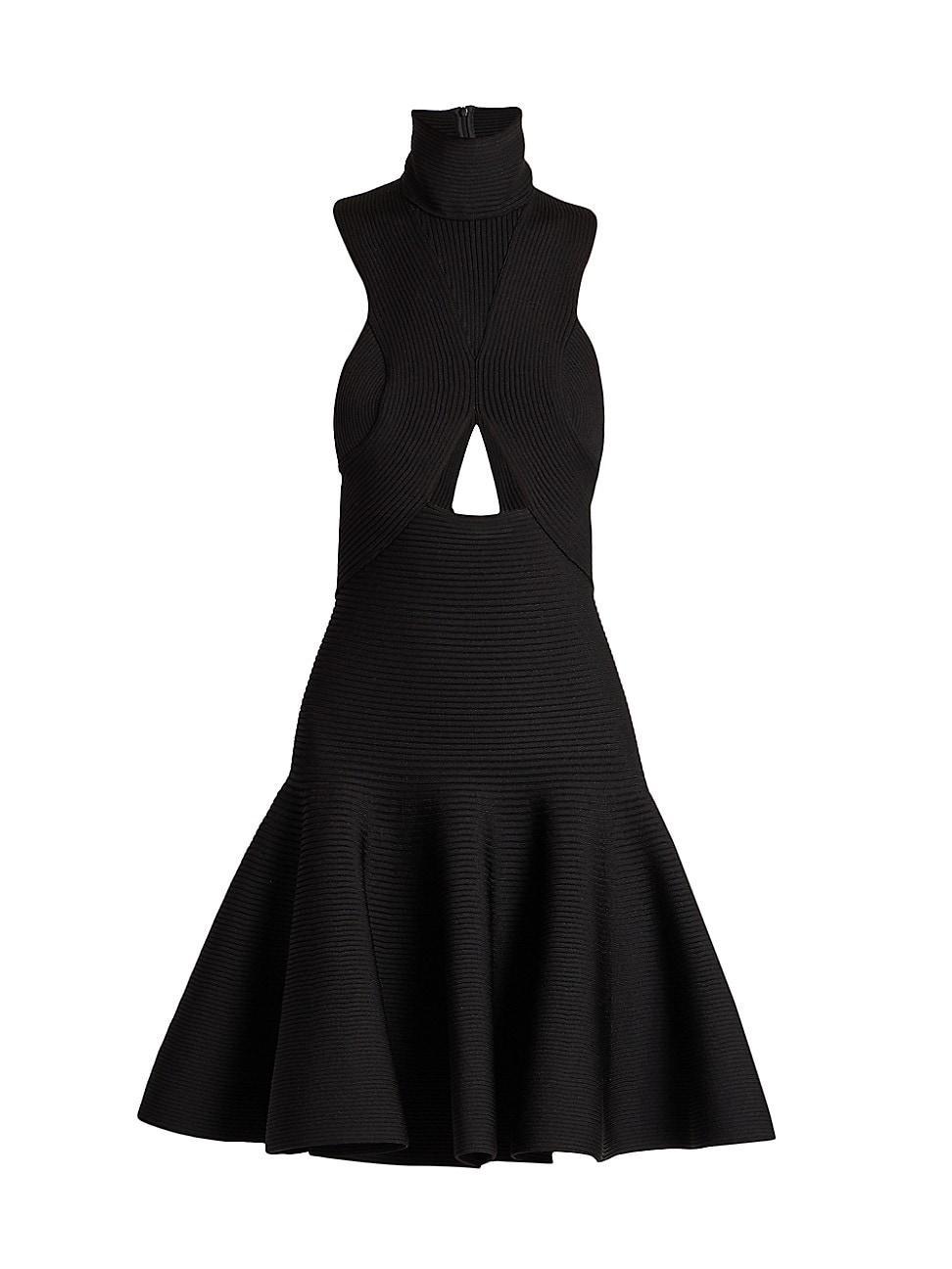 Alaa Circular Cutout Turtleneck Rib Sweater Dress product image