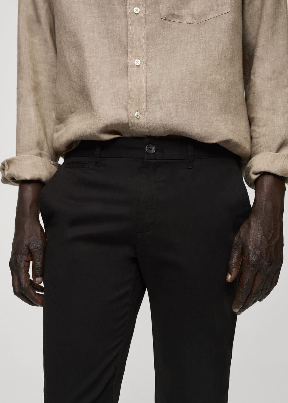 MANGO MAN - Cotton tapered crop pants blackMen Product Image