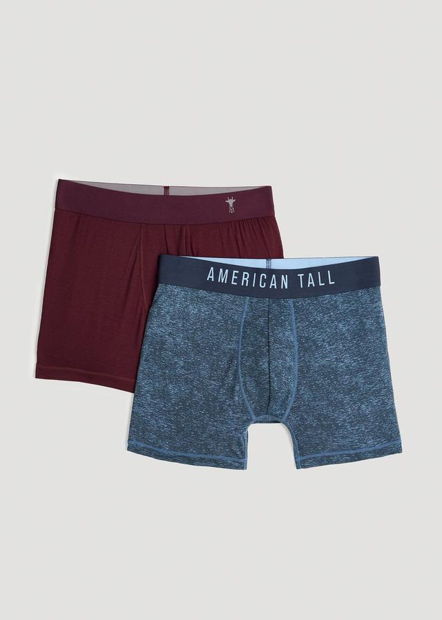 Micro Modal Extra-Long Boxer Briefs in Lake Print & Aubergine  (2-Pack) Male Product Image