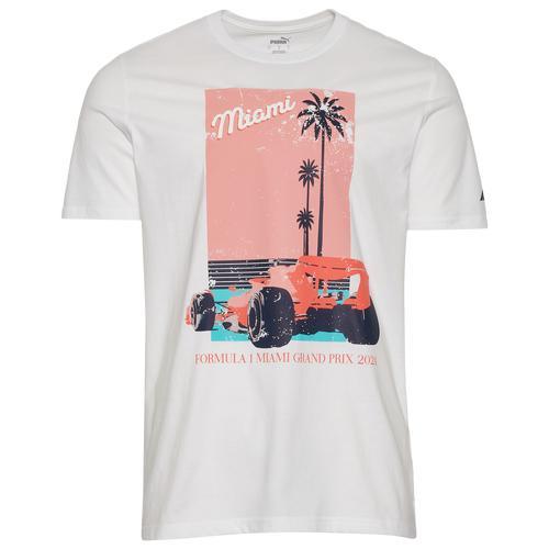 PUMA Mens PUMA F1 Miami Car Vintage T-Shirt - Mens White/Pink Product Image