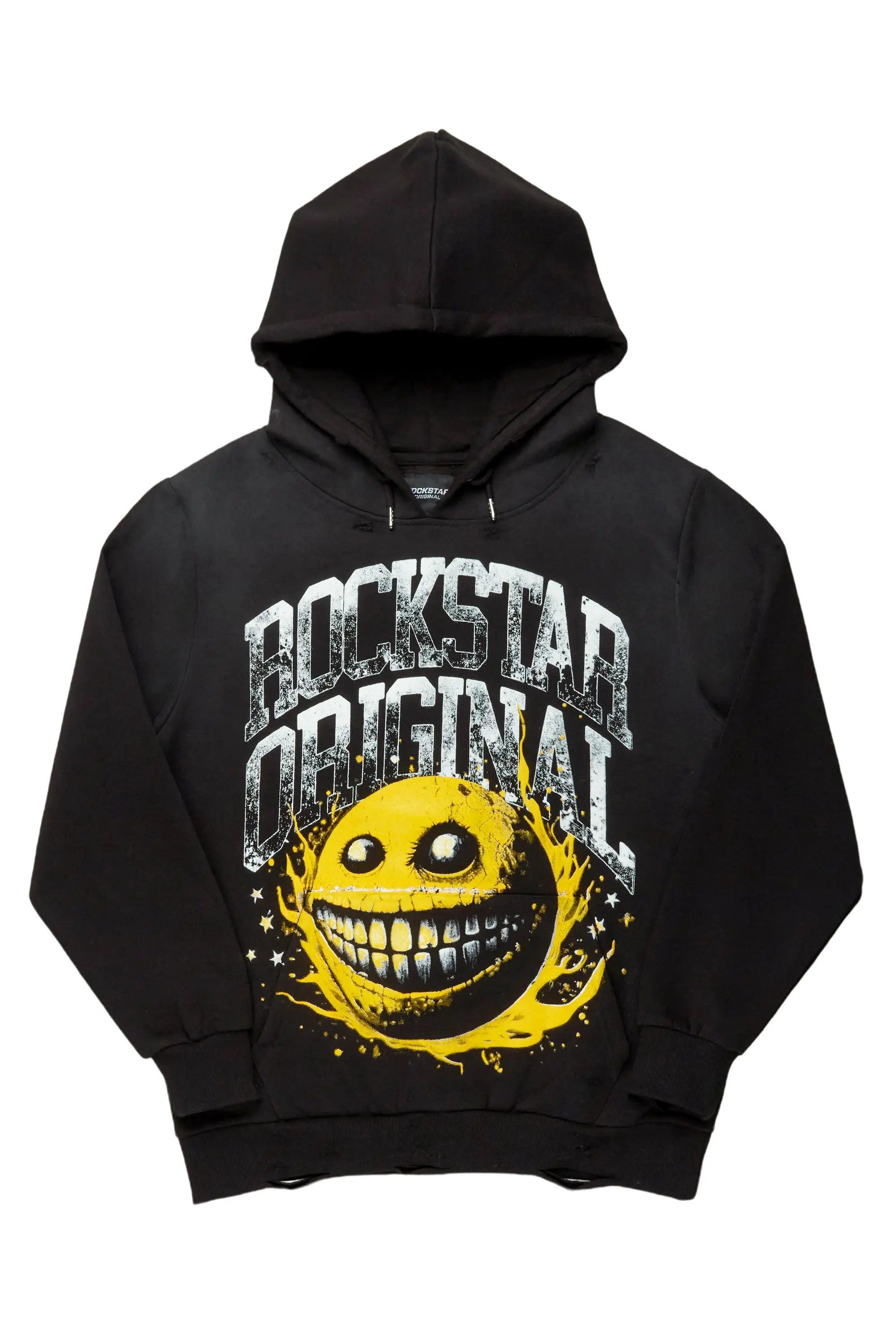 Chuffed Black Graphic Hoodie Male Product Image