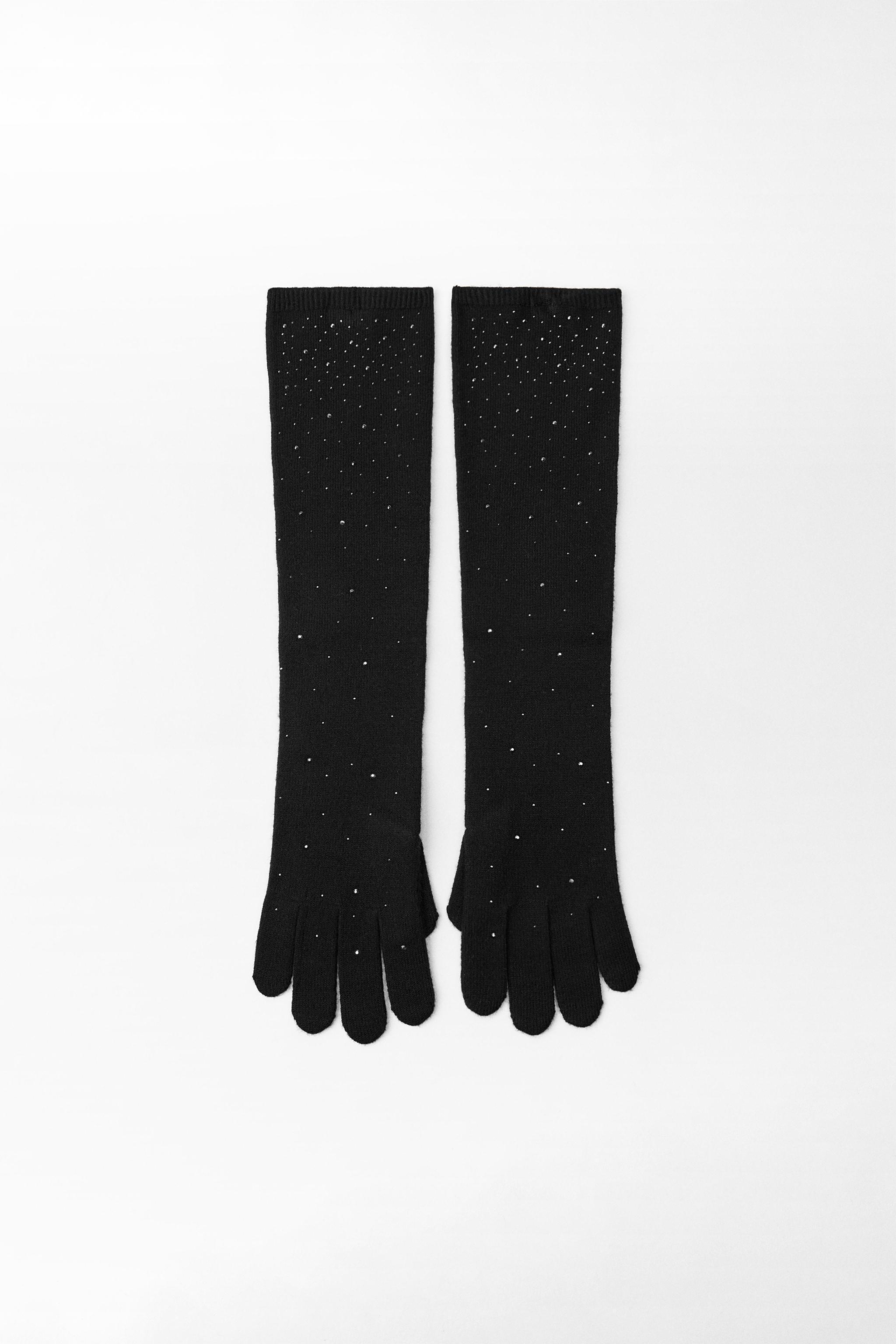 LONG SHINY KNIT GLOVES Product Image