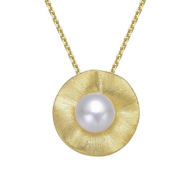 14k Gold Over Sterling Silver Freshwater Cultured Pearl Curvy Pendant Necklace, Womens Gold Tone Product Image