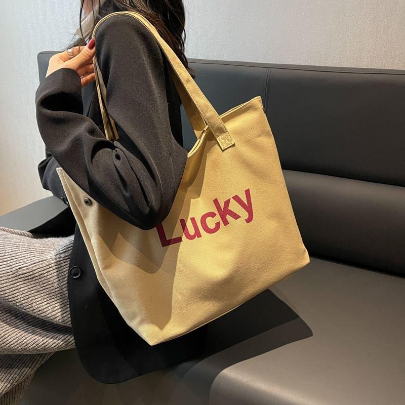 Lettering Canvas Tote Bag Product Image