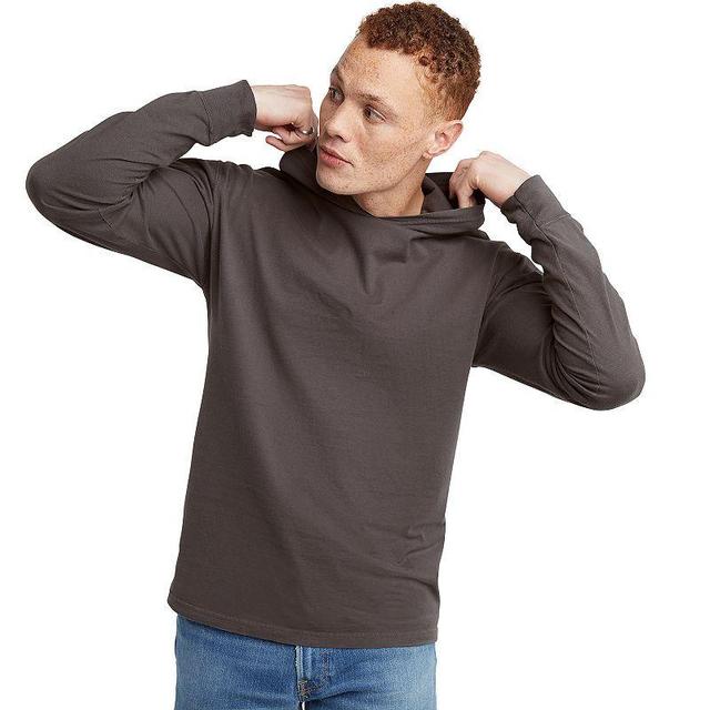 Mens Hanes Originals Garment Dyed Jersey Pullover Hoodie Med Grey Product Image