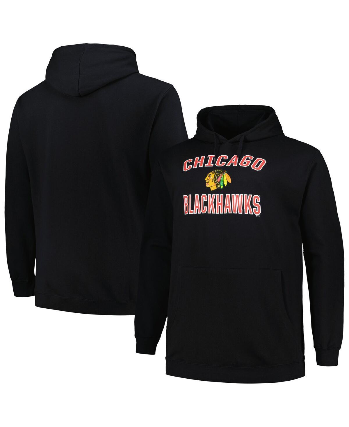 Mens Profile Black Chicago Blackhawks Big and Tall Arch Over Logo Pullover Hoodie Product Image