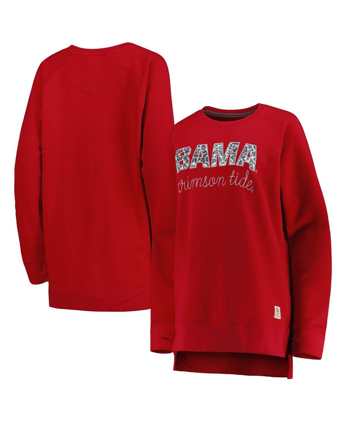 Womens Pressbox Crimson Alabama Crimson Tide Steamboat Animal Print Raglan Pullover Sweatshirt Product Image