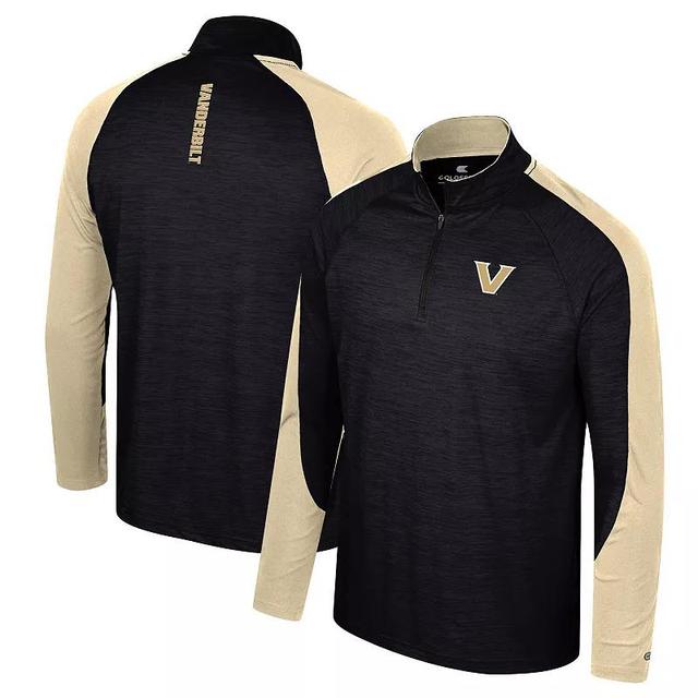 Mens Colosseum Black Vanderbilt Commodores Langmore Raglan Quarter-Zip Top Product Image