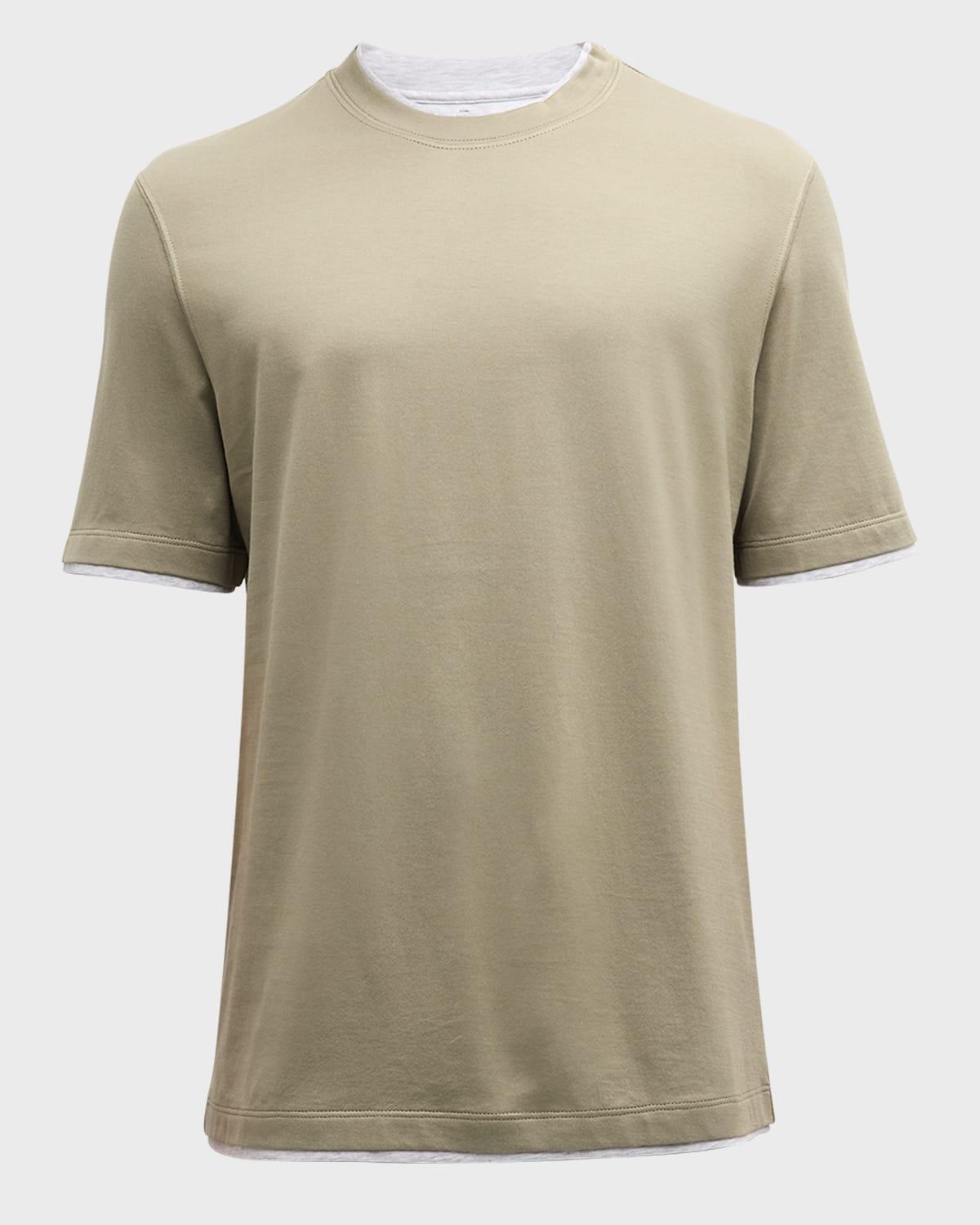 Men's Cotton Crewneck T-Shirt with Tipping Product Image