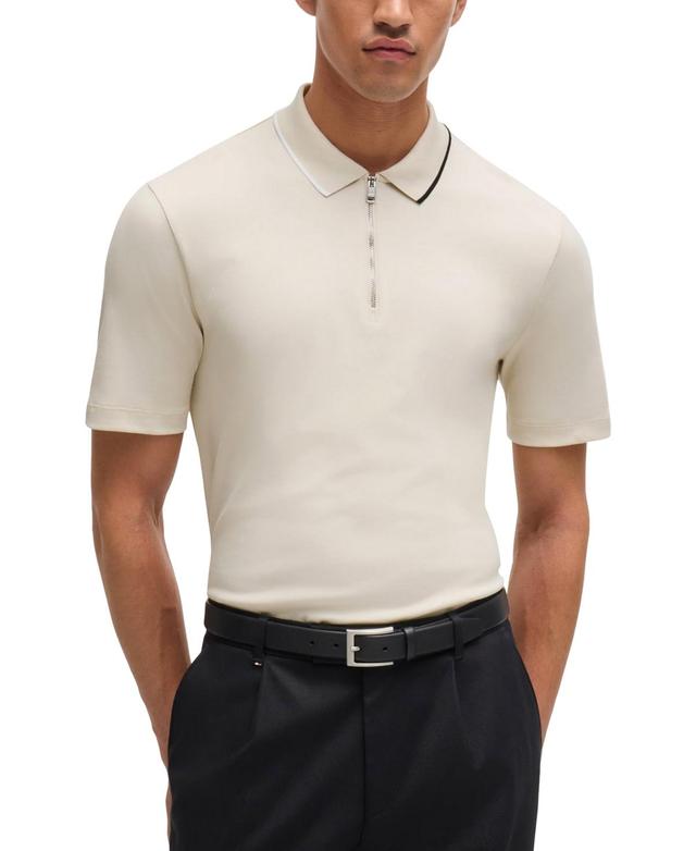 Boss by Hugo Boss Mens Zip-Neck Interlock Polo Product Image