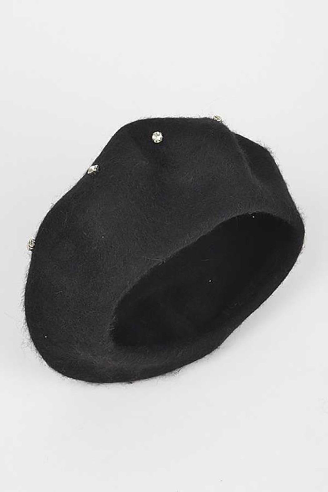 Cluster Crystal Wool Blend Fashion Beret Female Product Image