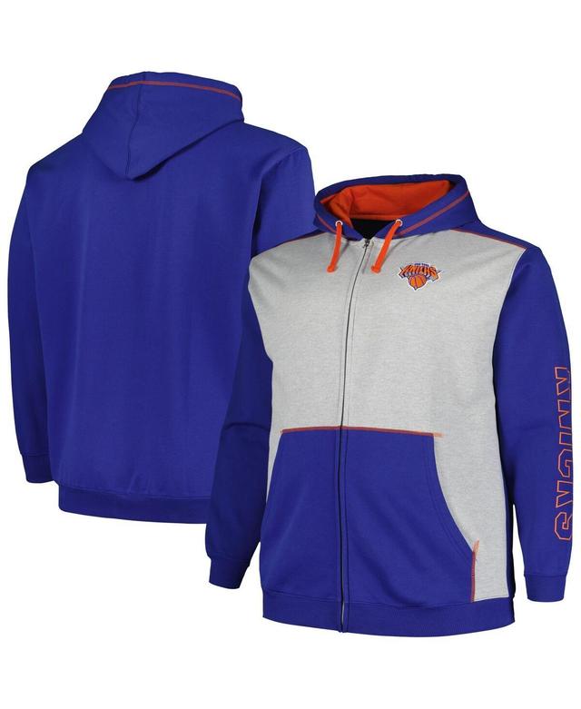 Mens Fanatics Blue New York Knicks Big and Tall Contrast Pieced Stitched Full-Zip Hoodie - Blue Product Image