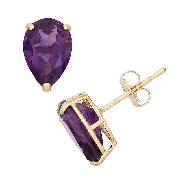 Designs by Gioelli Amethyst 10k Gold Teardrop Stud Earrings, Womens, Purple Product Image