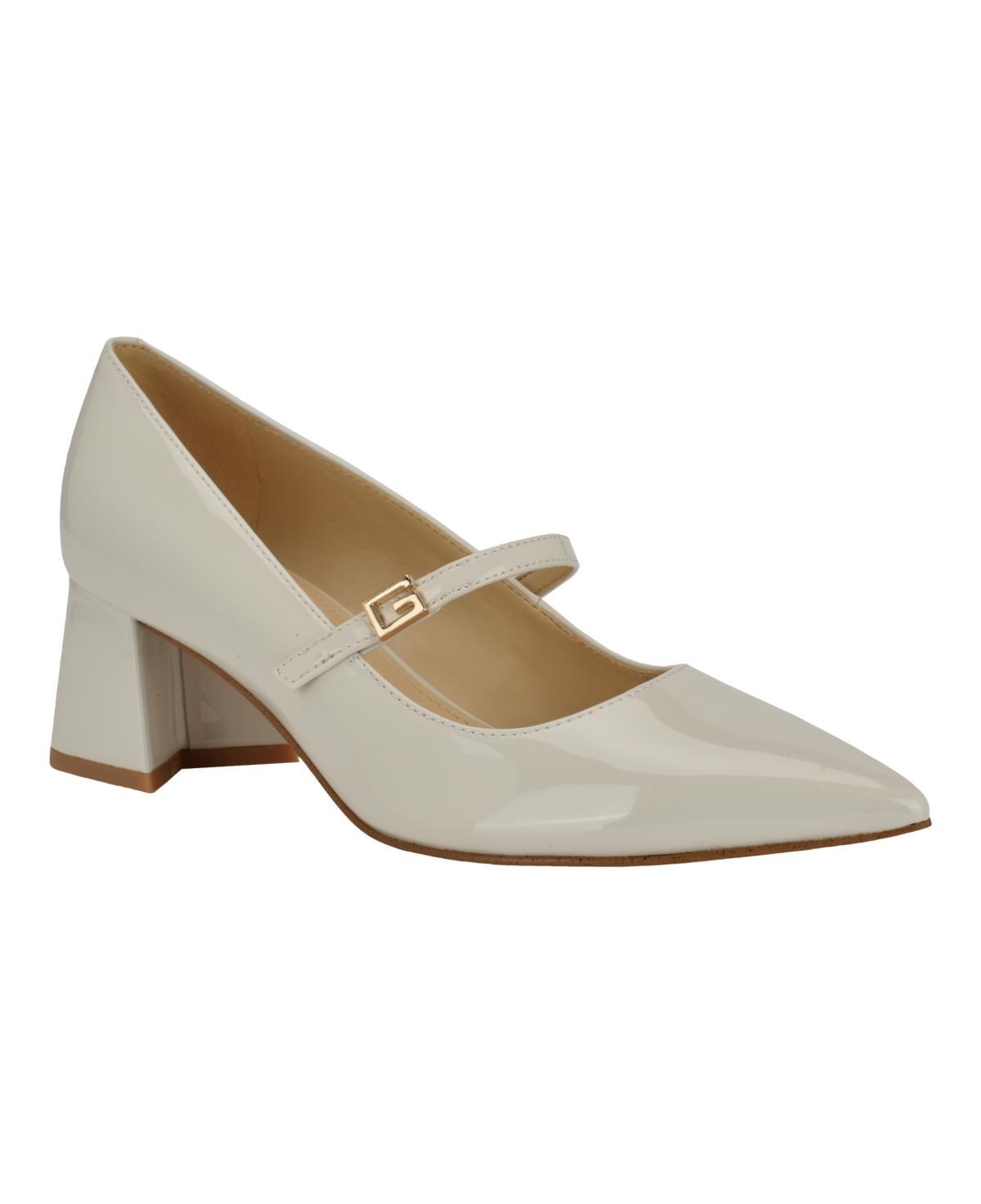 Guess Womens Zands Pointed Toe Mid-Block Heel Patent Mary Janes Pumps Product Image