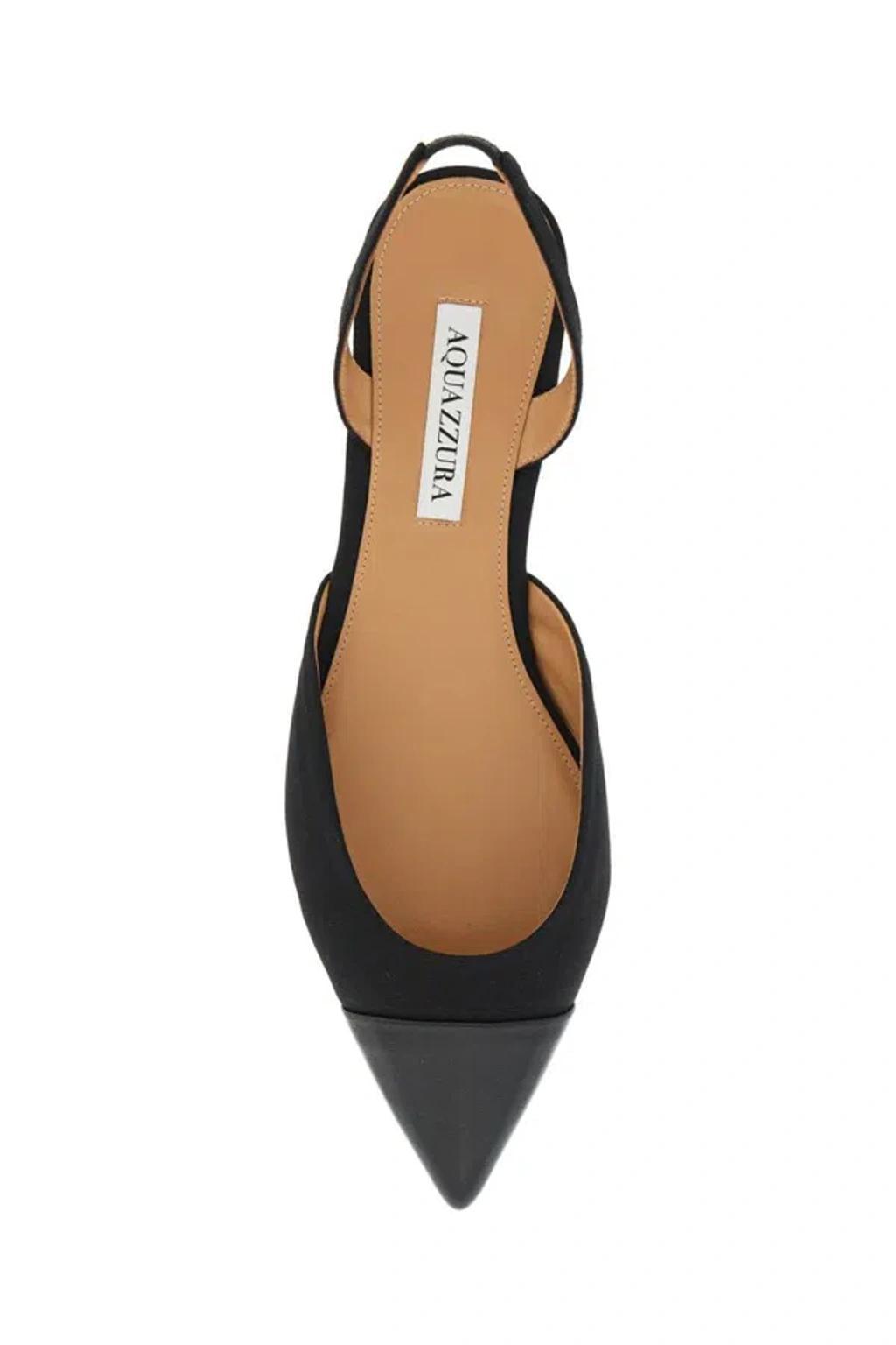 Milanese Leather-trimmed Grosgrain Slingback Flats In Black Product Image