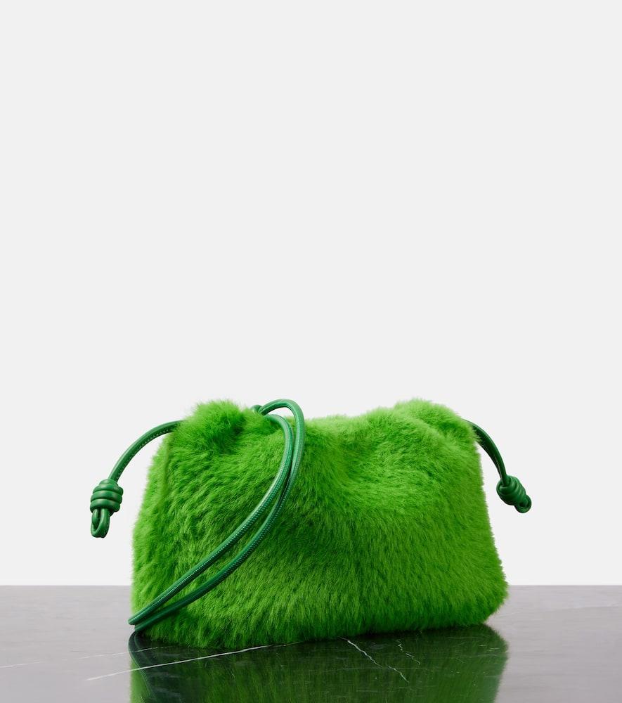 LOEWE Flamenco Small Faux Fur Bucket Bag In Tropical Green Product Image