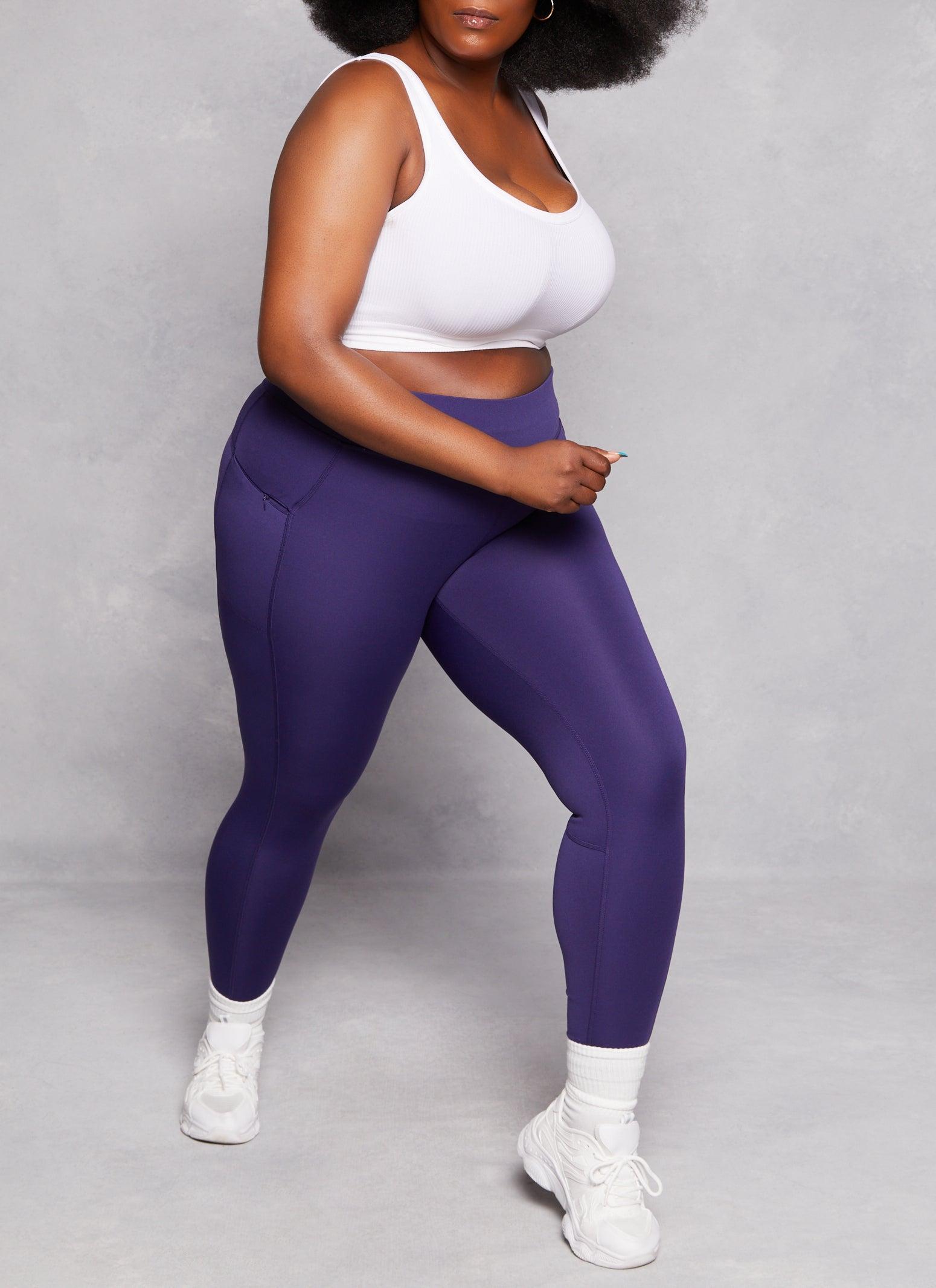 Womens Plus Size High Waist Zip Pocket Leggings Product Image