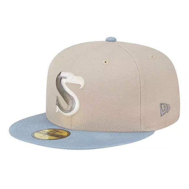 Mens New Era Stone/Light Blue Seattle Seahawks City Originals Lifestyle Two-Tone 59FIFTY Fitted Hat Product Image