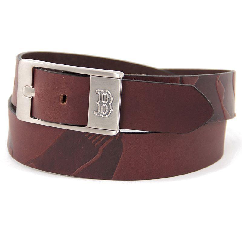 Mens Brown Boston Red Sox Brandish Leather Belt Product Image